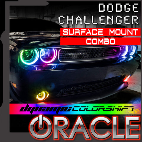 Dodge challenger dynamic colorshift surface mount combo halo kit with ORACLE Lighting logo