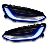 Tesla model X headlights with blue DRL